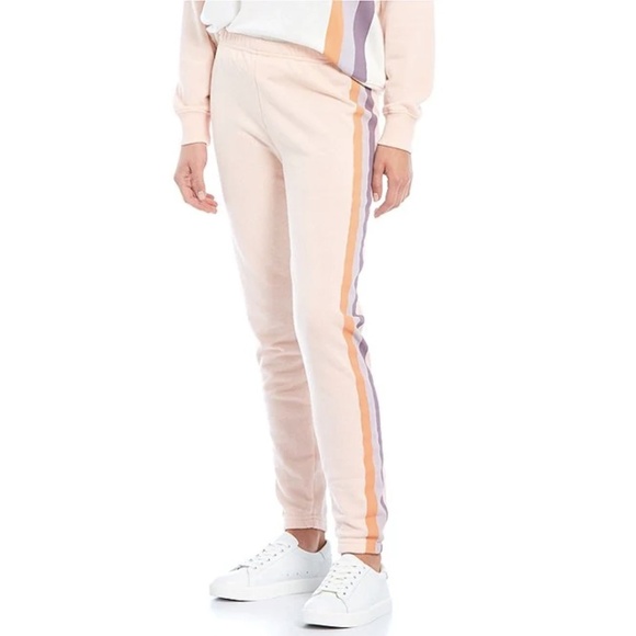 NWT Wildfox Knit Grapefruit Stripe Knox Jogger Pants - Picture 1 of 5